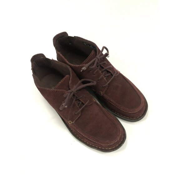 Clarks Suede Ankle Boots Wine Lace Up Women Size 6 Comfort Cushioned - Picture 2 of 10